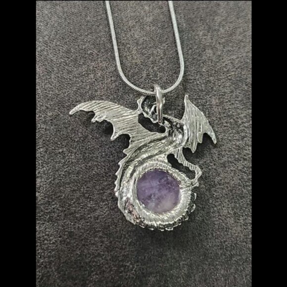 Amethyst Crystal Dragon Necklace - Picture 2 of 2